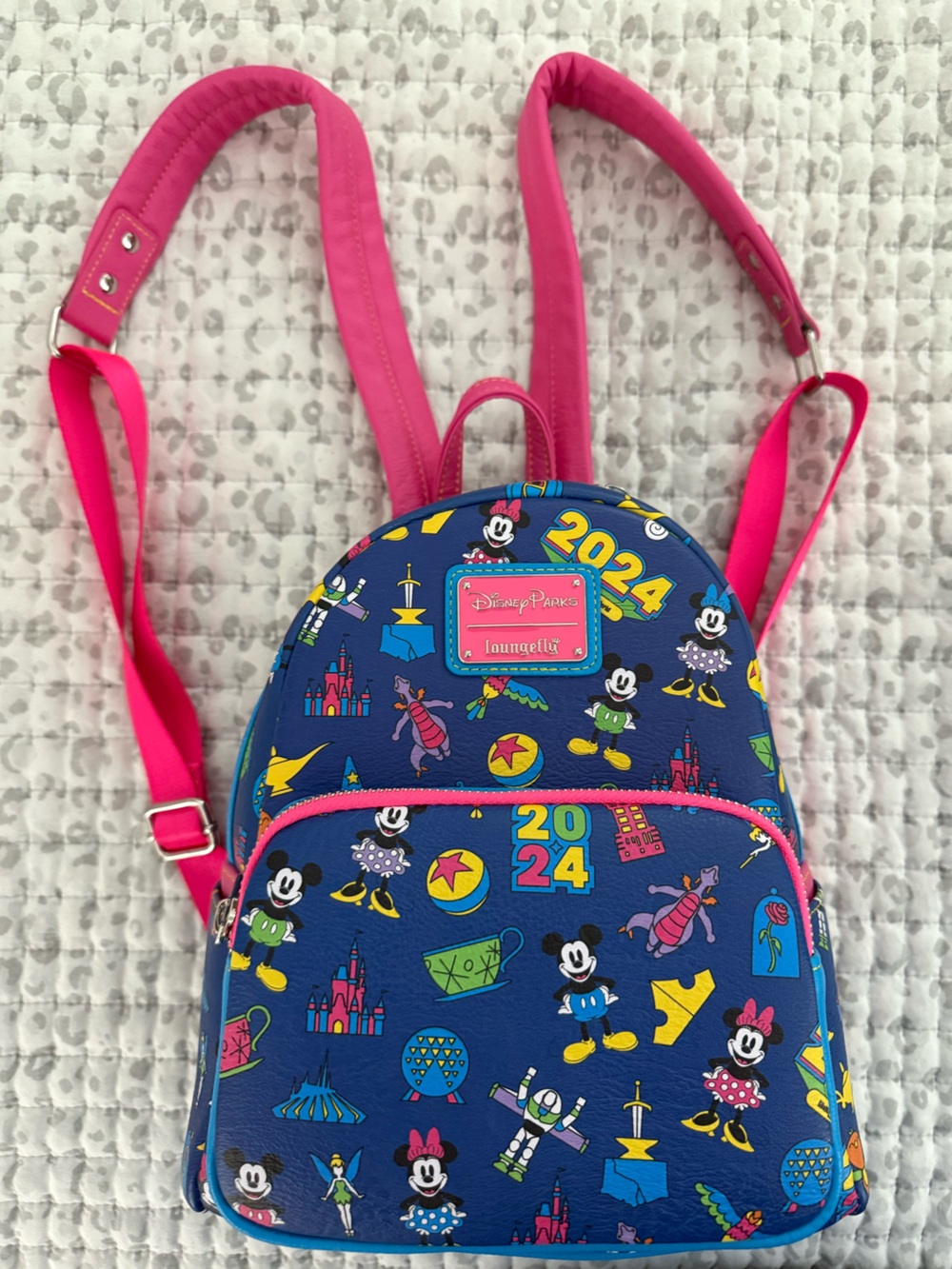 Loungefly Kids Bright Blue and Hot Pink Disney 2024 Mini Backpack